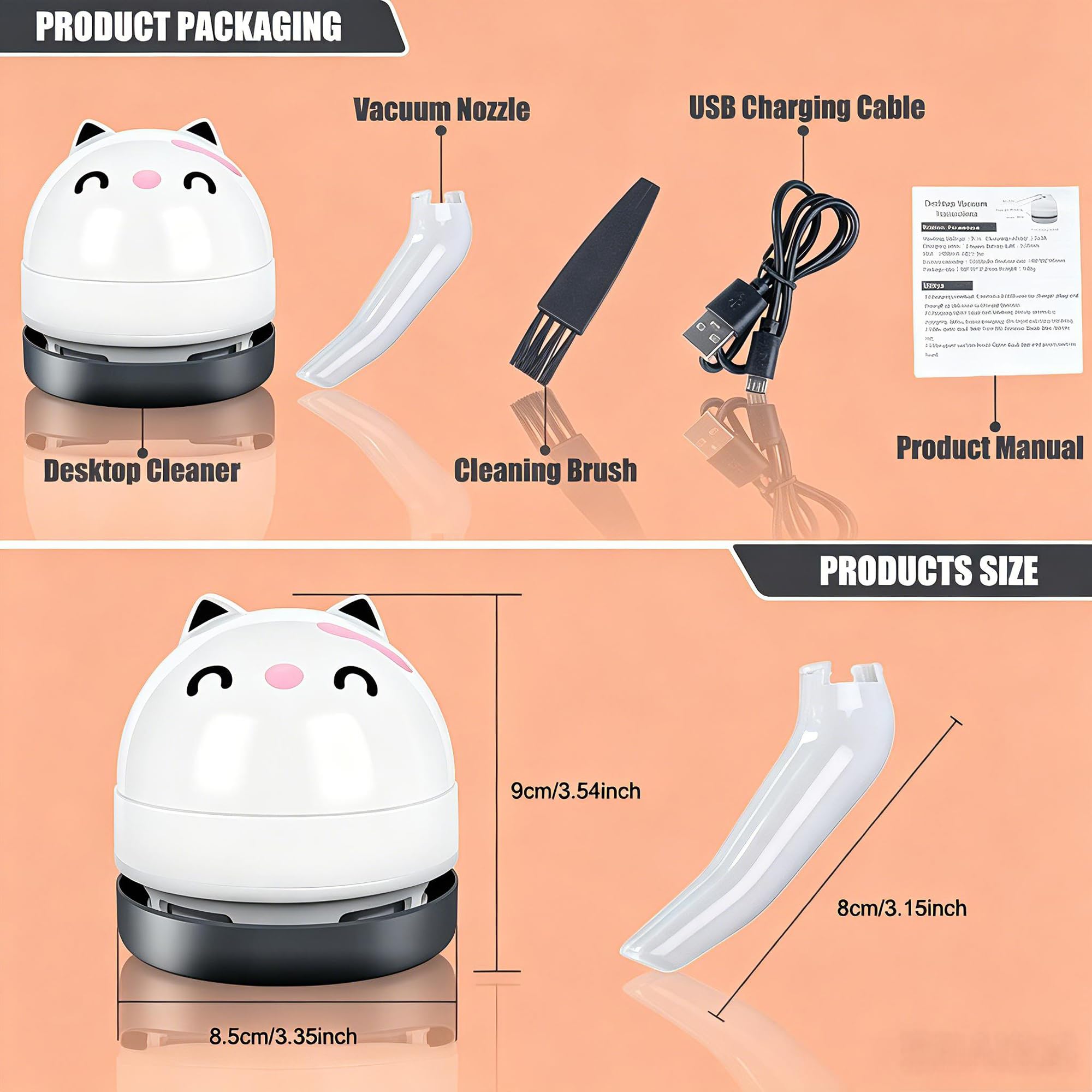 YUNYILAN Mini aspirapolvere da desktop, mini aspirapolvere portatile USB per scrivania, mini aspirapolvere da scrivania per la pulizia di gomme, briciole, pianoforte, computer, tastiera e auto