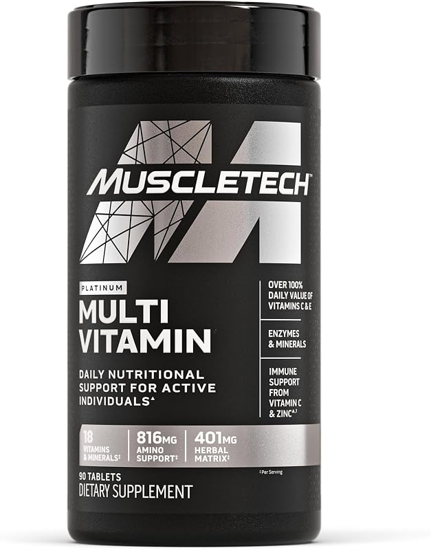 MuscleTech Platinum Multivitaminas para hombres y mujeres, suplemento multivitamínico