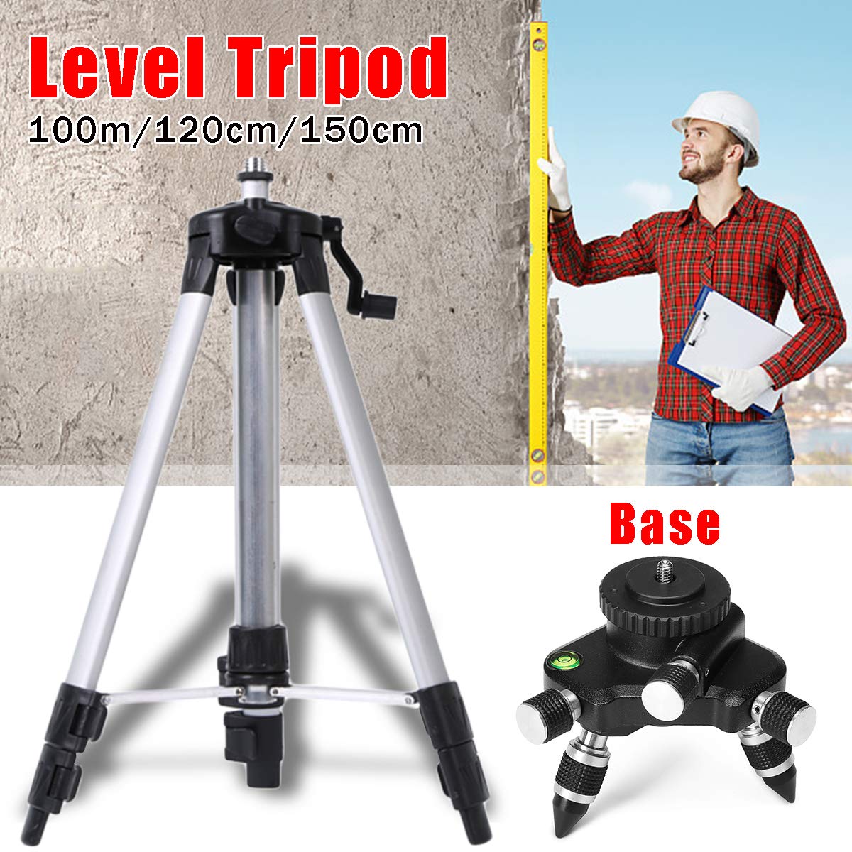 Trípode ajustable de aleación de aluminio de 100/120/150 cm para nivel láser (150 cm)