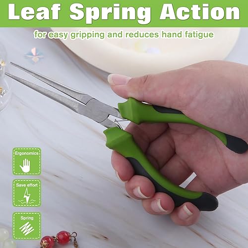 Vista 5 de SPEEDWOX Mini alicates de punta de aguja de 6 pulgadas para hacer joyas, mandíbulas suaves, alicates finos extra largos, herramienta profesional