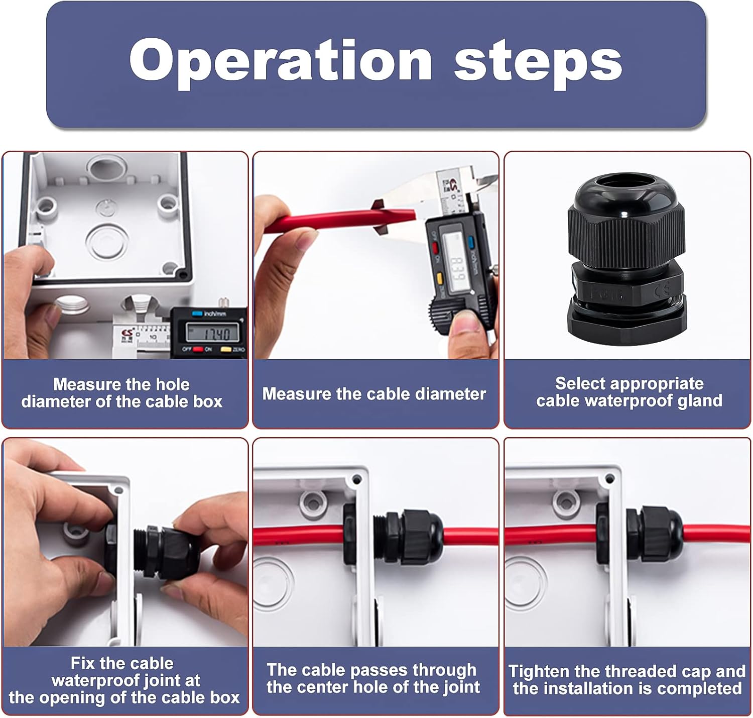 25 Pack Cable Gland, Plastic Waterproof Adjustable 7/64”-1/4” (3mm-6.5mm), PG7 Nylon Plastic Cable Gland Joints Wire Protectors