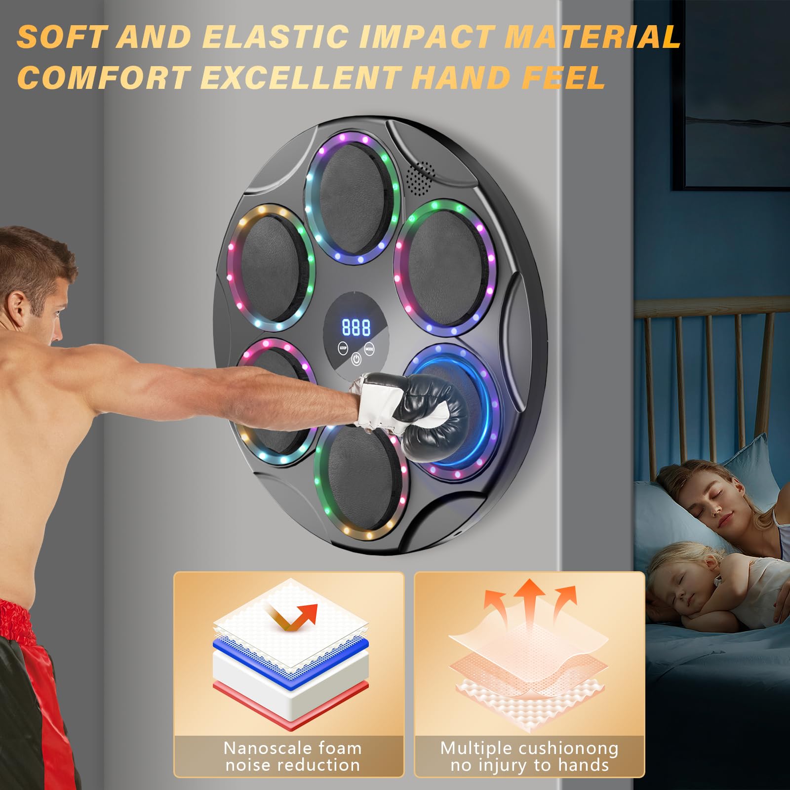 TODO Music Boxing Machine, Smart Bluetooth LED Musik Boxmaschine, 9 Geschwindigkeitsmodi und Bunte Lichter, für Kinder und Erwachsene, Weihnachten Geschenk