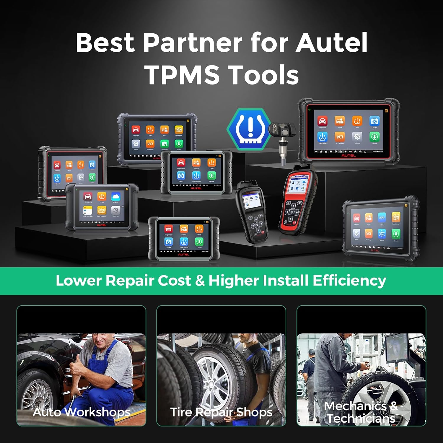 Autel TPMS Sensors 2in1, MX-Sensor 315Mhz/433Mhz Tire Pressure Sensors Metal Stem Universal Sensor Programmable by Autel TPMS Tool TS408S TS501 PRO TS508WF MP900-TS MS906PRO-TS