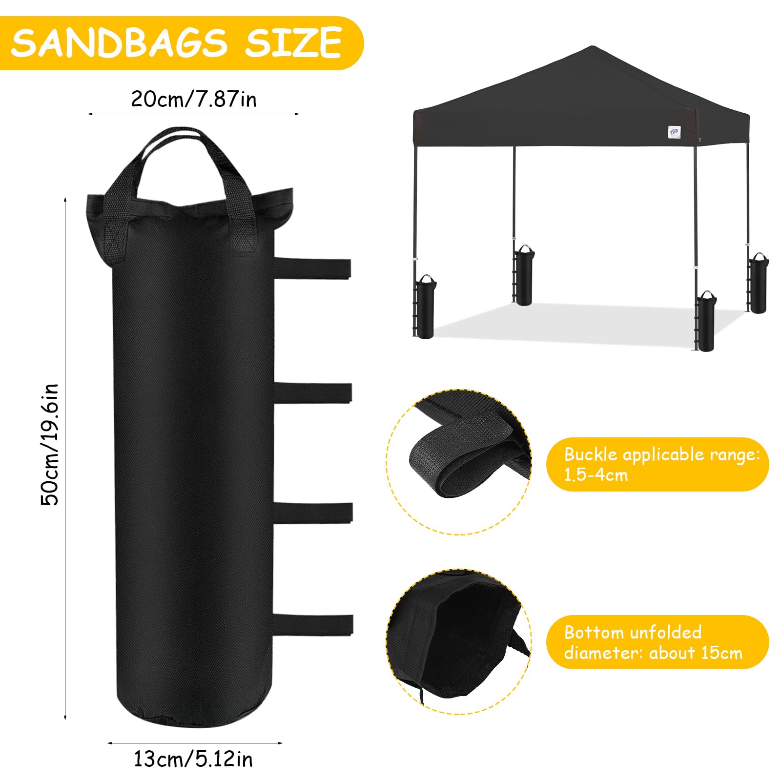 Relaxdays Peso Per Gazebo, Set Da 4, Sacchi In Tessuto Oxford Da Riempire Con Sabbia Zavorre Per Padiglione Grigio 82872769