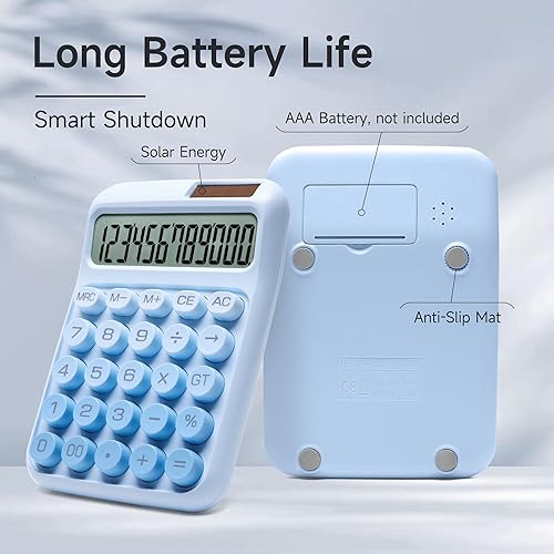 Miniatura 3 de Calculadora de escritorio, 12 dígitos, pantalla LCD grande, botones grandes, calculadoras de escritorio solares y de batería de doble potencia,
