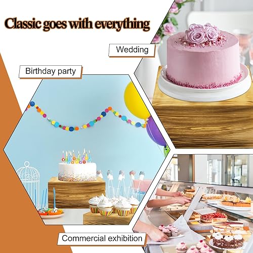 Miniatura 7 de Roowest Juego de 4 elevadores de madera grandes de 11.8 pulgadas, 10 pulgadas, 7.8 pulgadas, 6.3 pulgadas, soporte rústico para cupcakes, soportes