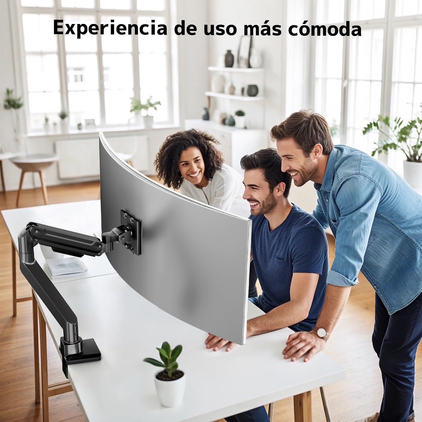 Soporte Monitor 1-Monitor para Pantallas de 17-49 Pulgadas – Brazo Monitor Ultrawide, Inclinable, Ajustable en Altura, Giratorio, Carga Máx. 20KG, VESA 75/100mm, Negro