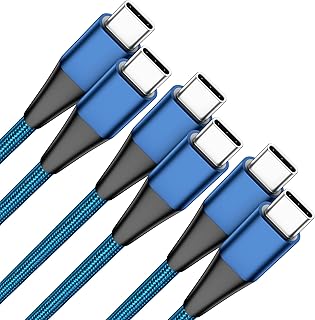 Fastdot USB C to USB C Cable, [6.6ft+6.6ft+6.6ft] 3 Packs, 100W C to C Cable, USBC Type C Charging Charger Cord Compatible with Samsung Galaxy S22, MacBook Air/pro, iPad Pro and More, Blue