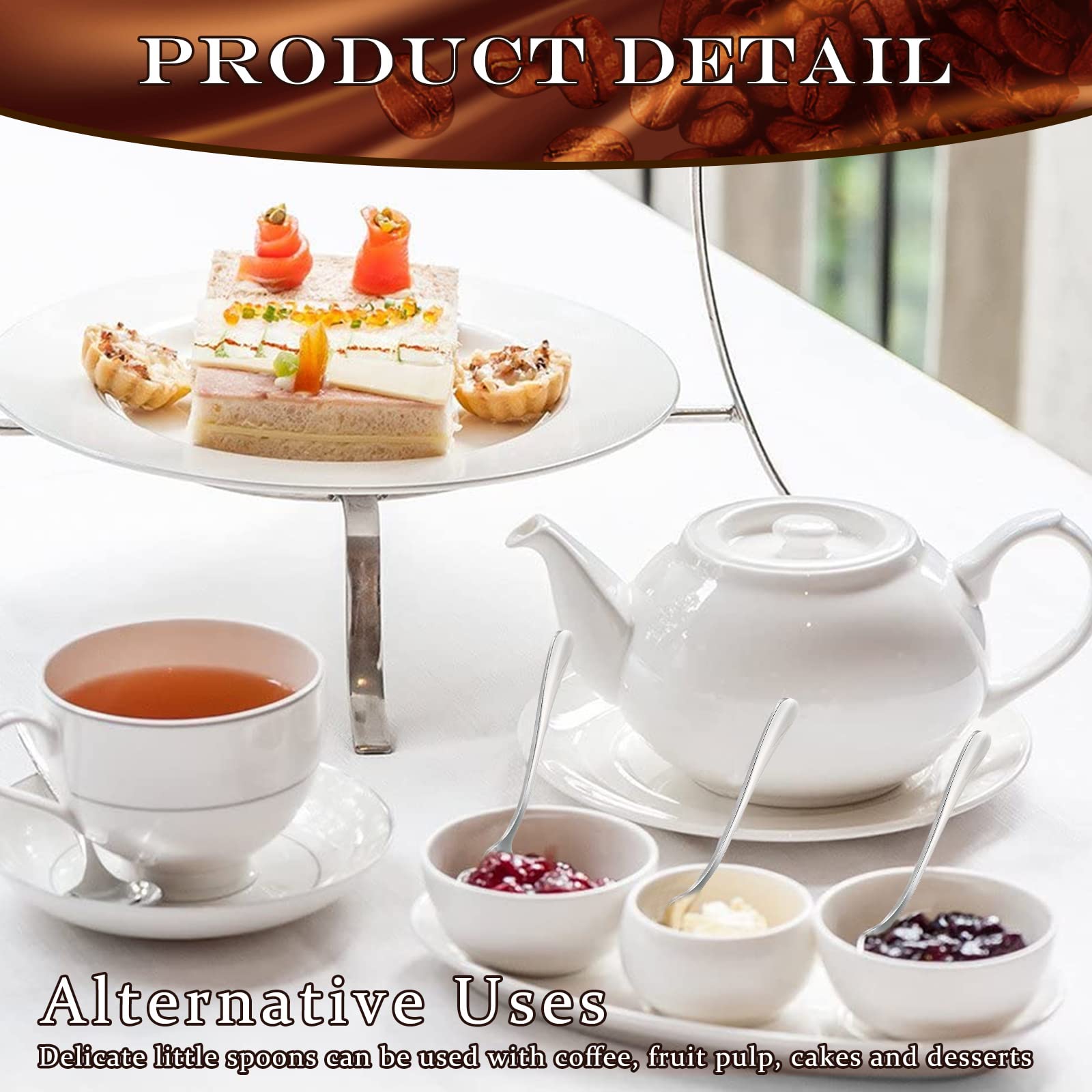 Demitasse - 100 cucharas de espresso de acero inoxidable a granel, pequeñas cucharas de postre de degustación de café de 4.33 pulgadas para postre de cocina, té, aperitivos, 1.18 pulgadas de ancho