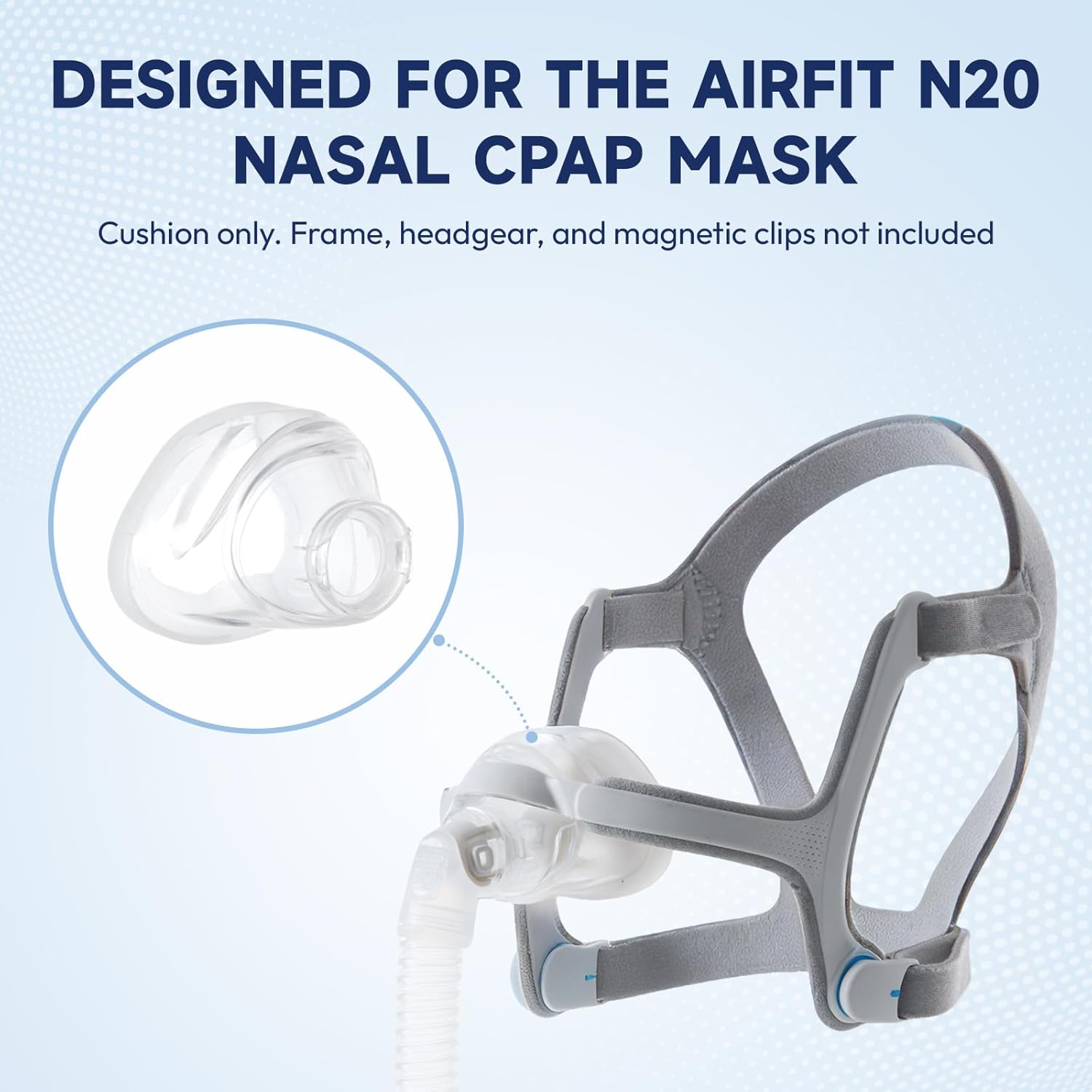 Replacement Nasal Cushion for ResMed AirFit N20, Compatible with Original Airfit N20 Frame, Reliable Seal & Perfect Fit Replacement Mask Cushion, Covers Nose, 2-Pack, Large - Image 2