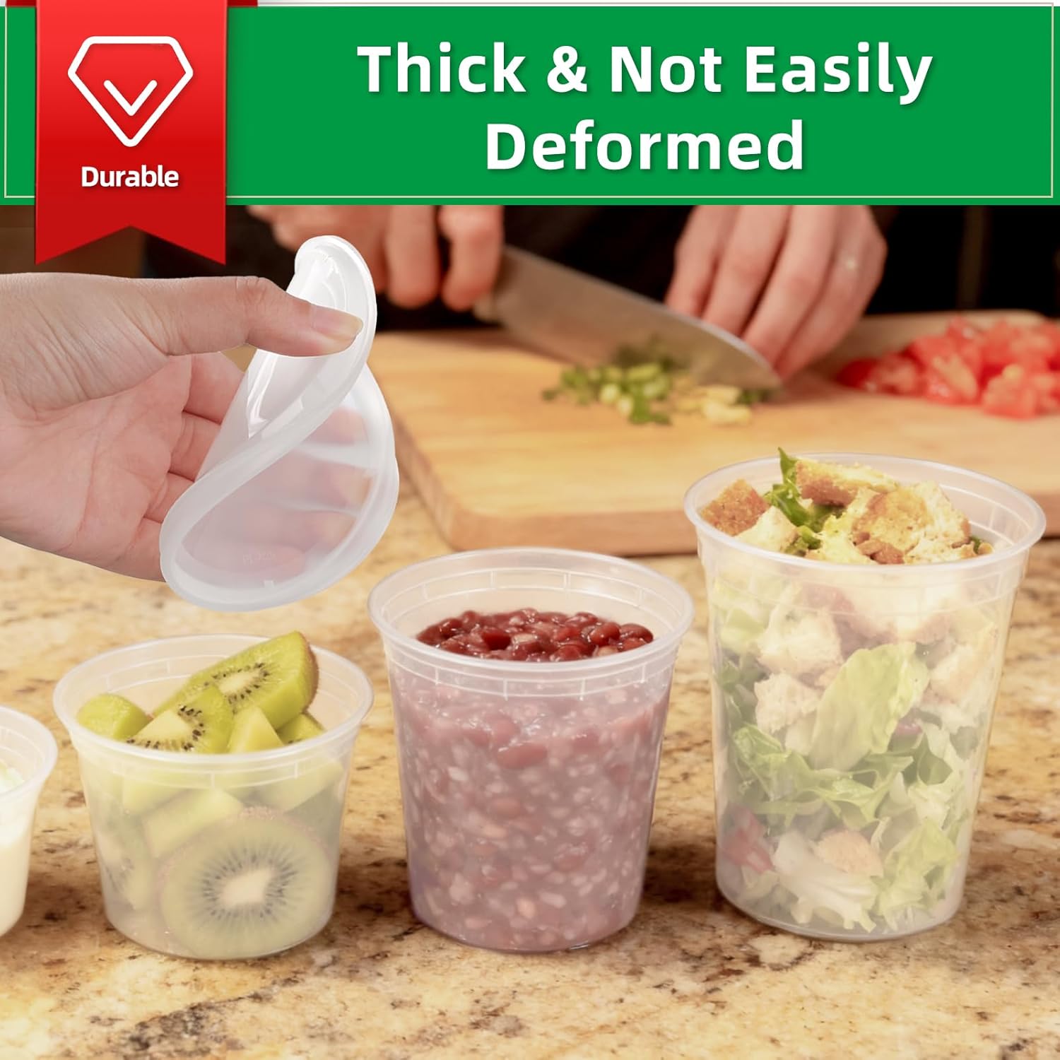 Deli Food Containers with Lids 32 oz-60 Pack Meal Prep Containers Food Storage Containers with Lids Stackable, Leakproof, BPA Free, Microwave Dishwasher Freezer Safe for Takeout Meal