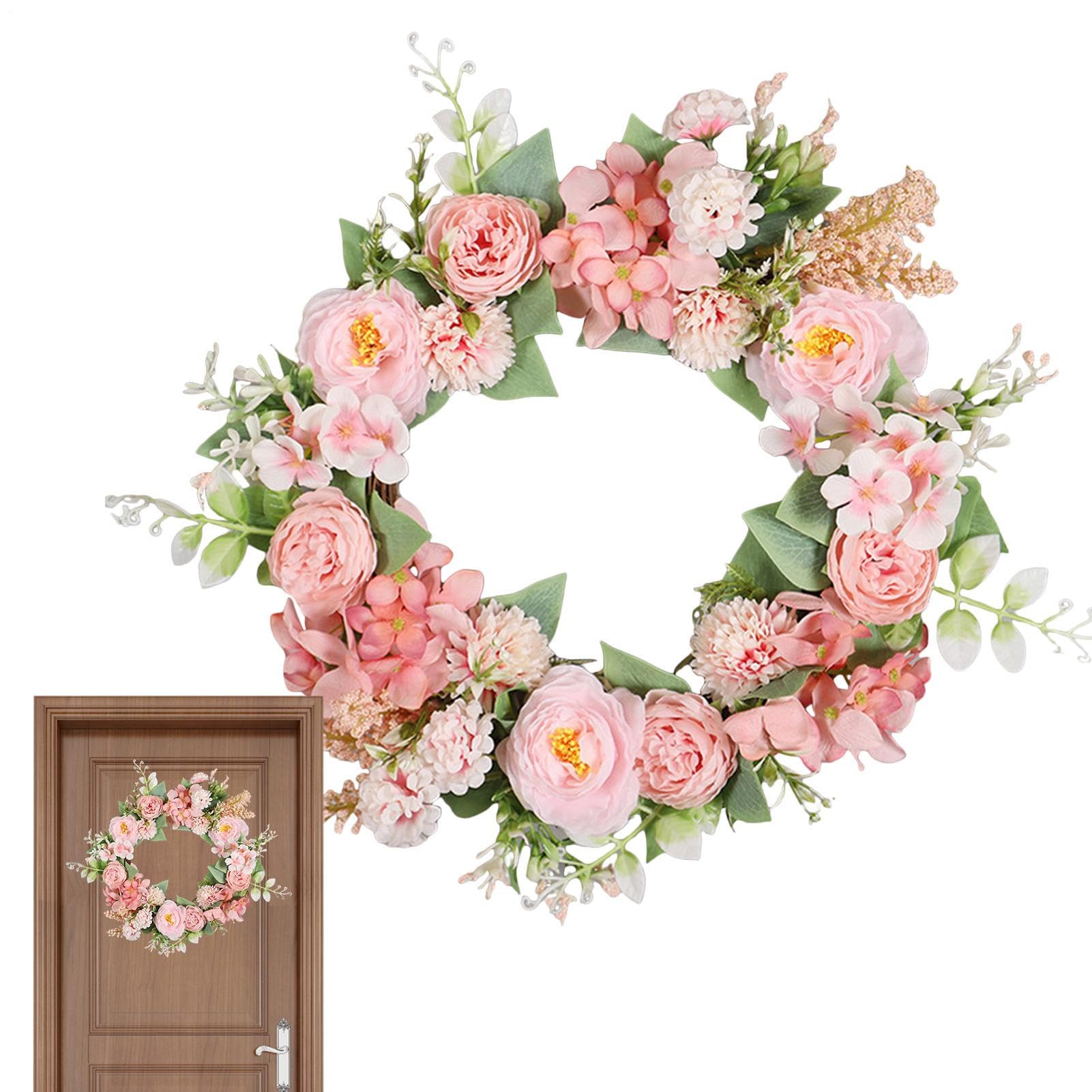 Couronne de fleurs artificielles légère et vive pour porte