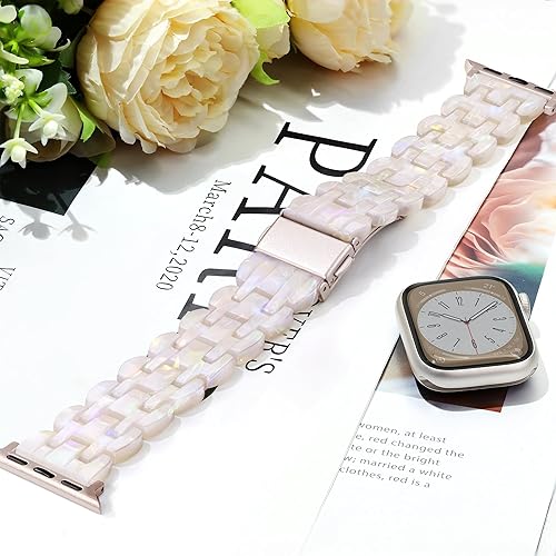 Miniatura 102 de Lightweight Resin Band For Apple Watch Series 11 10 SE 9 8 7 6 5 4 3 2 1 Ultra 3 2, Fashion Adjustable Replacement Strap for iWatch Bands 38mm 40mm