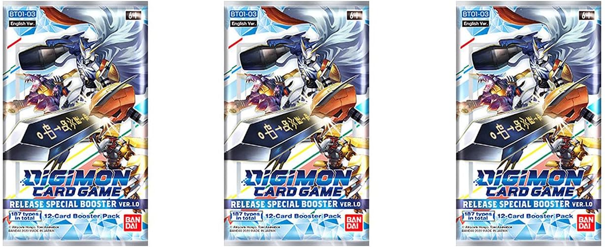 3 Packs Digimon TCG 12 Card Booster Pack miniatura 1