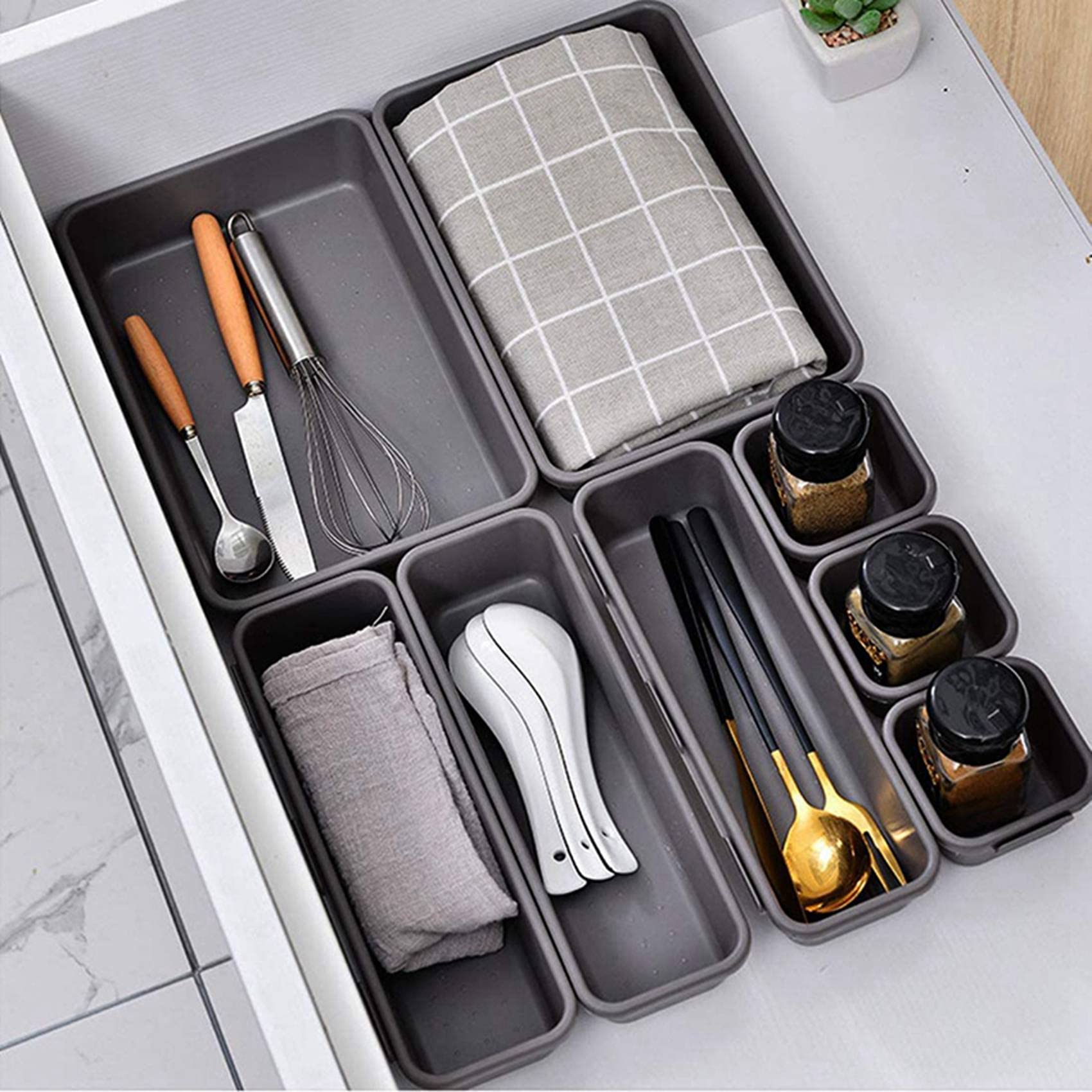 Vassoio Organizer per Cassetti Ad Incastro da 36 Pezzi, Vassoio Multiuso per Scrivania da Scrivania per Cucina, Bagno, Ufficio, Camera da Letto
