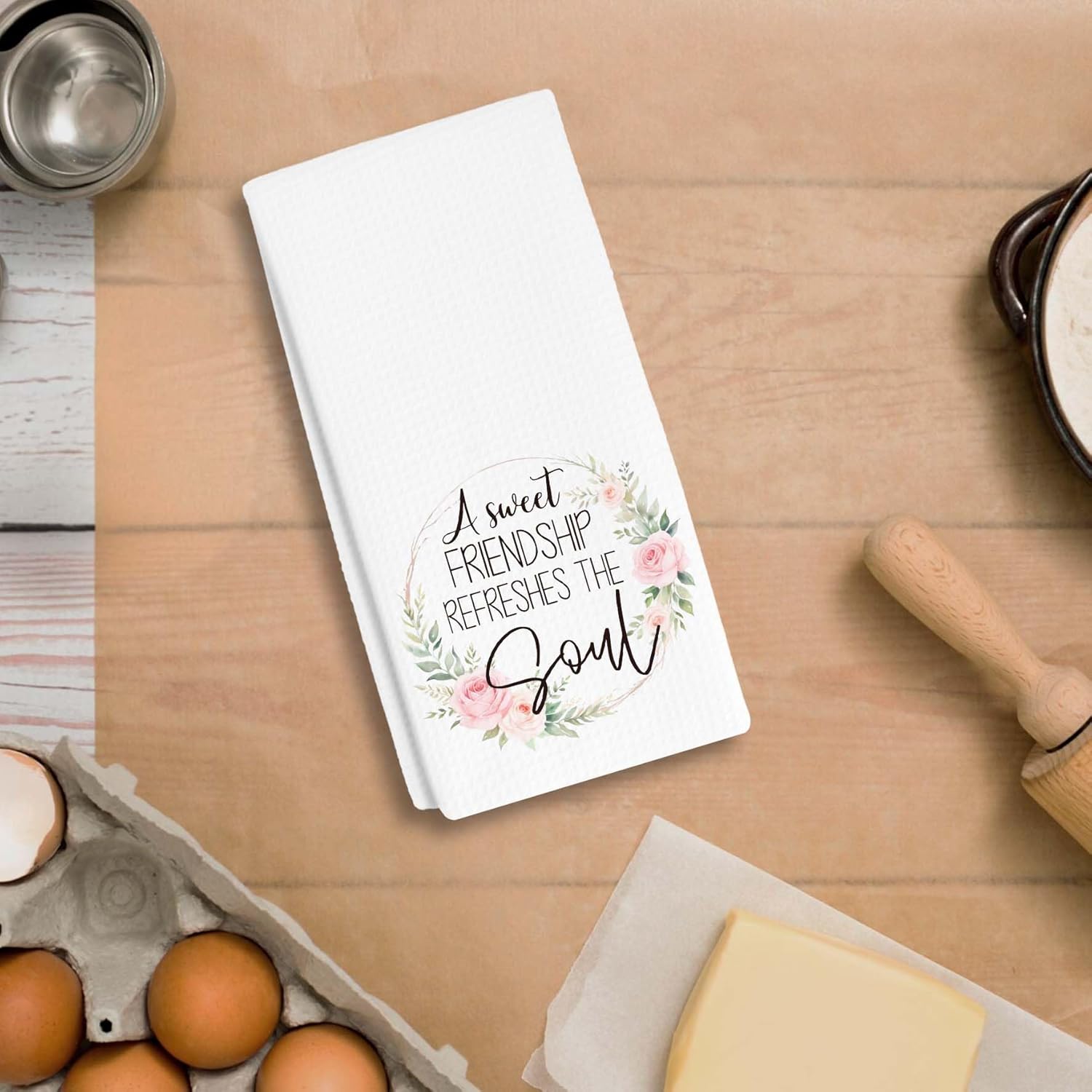 Friendship Bestie Towels Dish Towels Dishcloth, Christmas Birthday Gifts for Women Best Friend, Rustic Decor for Kitchen Bathroom Home, 16 x 24 Farmhouse Decoration Hand Towels. (094) - Image 2