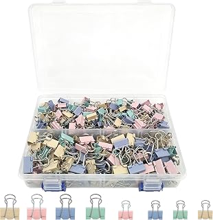 250 Pcs Small Mini Colorful Binder Clips Assorted Size Office Supplies | Includes Storage Box Office Supplies School Supplies