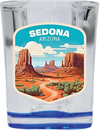 Miniatura 3 de R and R Imports Sedona Arizona Design A Souvenir - Vaso de chupito cuadrado de 2.5 onzas, paquete de 2 unidades
