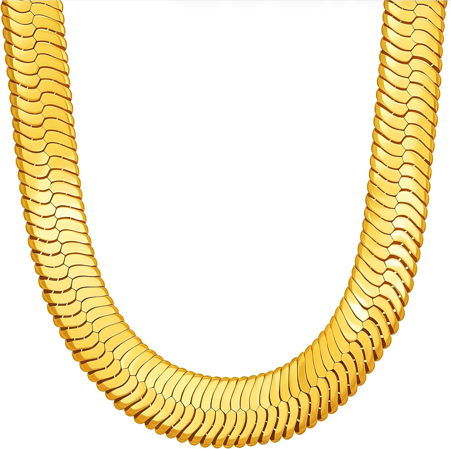 LIFETIME JEWELRY 11mm Flexible Herringbone Chain Necklace 24k Real Gold Plated with Lifetime Replacement