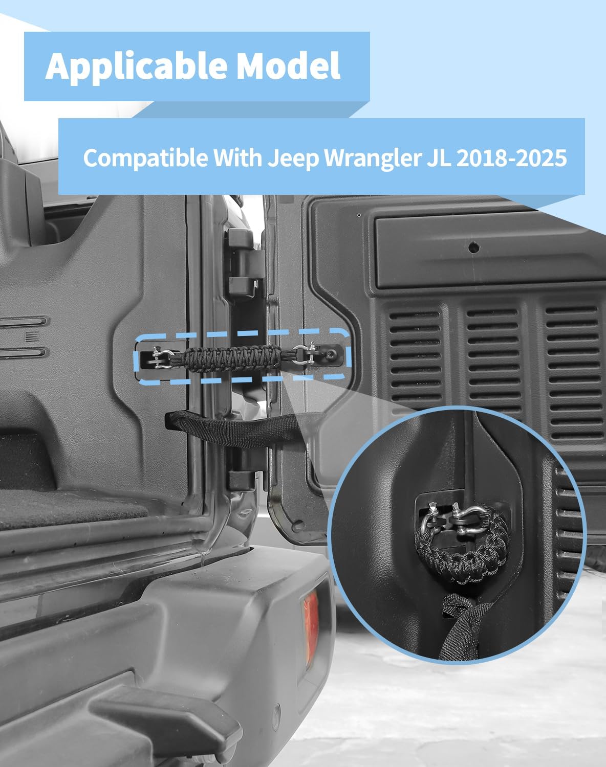 Voodonala for Jeep Wrangler JL JLU 2018-2025 Tailgate Check Tailgate Door Limiting Straps Door Check Limiter,Interior Replacement Update Accessories-JL