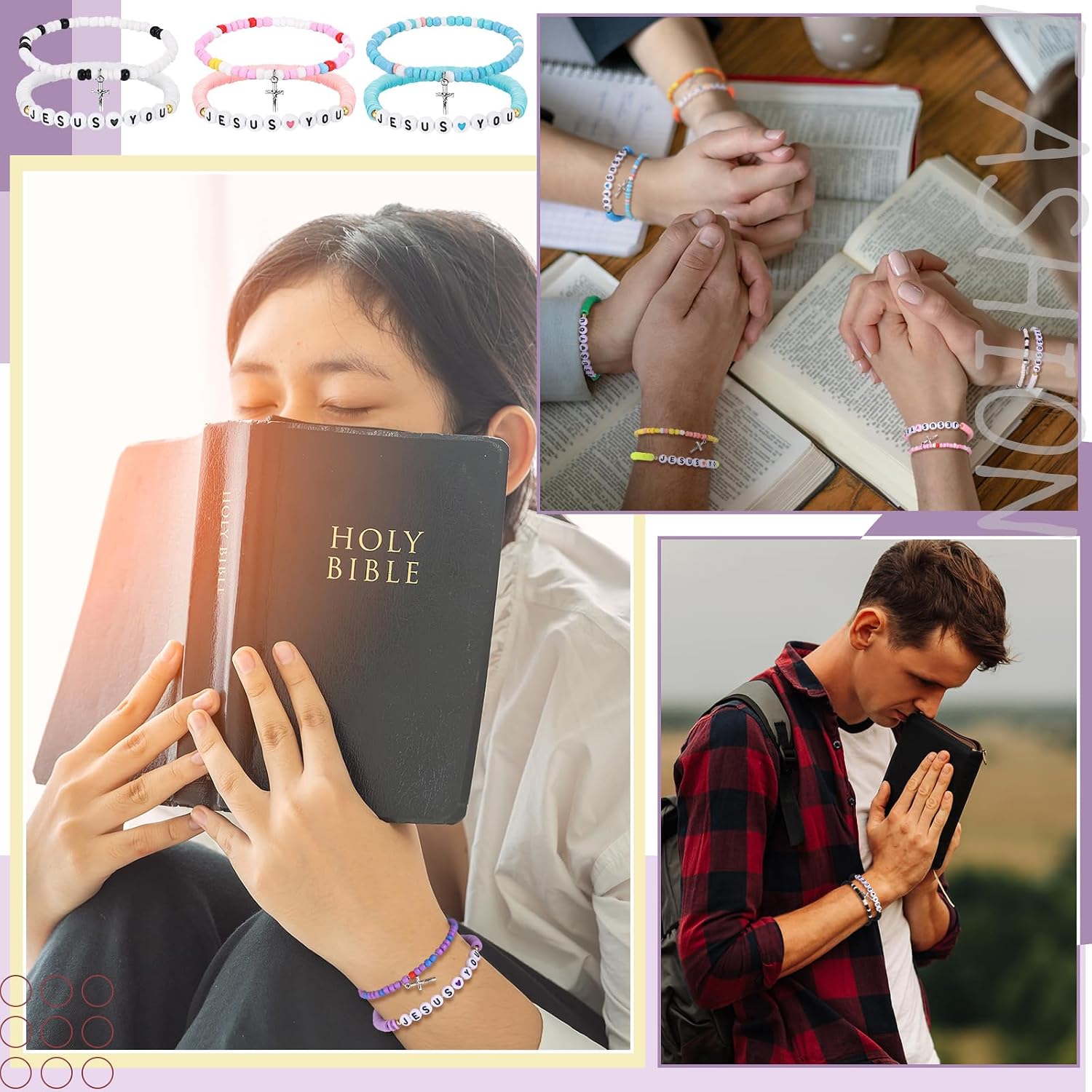 Ecally 72 Pcs Jesus Loves You Bracelets Bulk Friendship Bracelets Colorful Christian Jesus Bracelet for Kids Men Women Religious Wristbands Back to School Gift Church