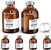 Biomed Solutions Sterile Empty Vial with Reusable Plastic Cap,Ready to Fill Glass Containers, Liquid Injection Bottle Sealed with Self Healing Injection Port 50ml Amber 6pcs