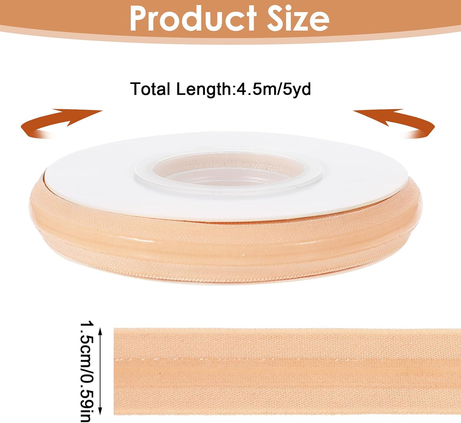 Andibro Silicone Gripper Elastic for Clothing, Non-Slip Rubber Elastic Webbing for Sewing Band Wig Making Accessories Garment DIY Wig Craft 5 Yard Length(Skin Color)