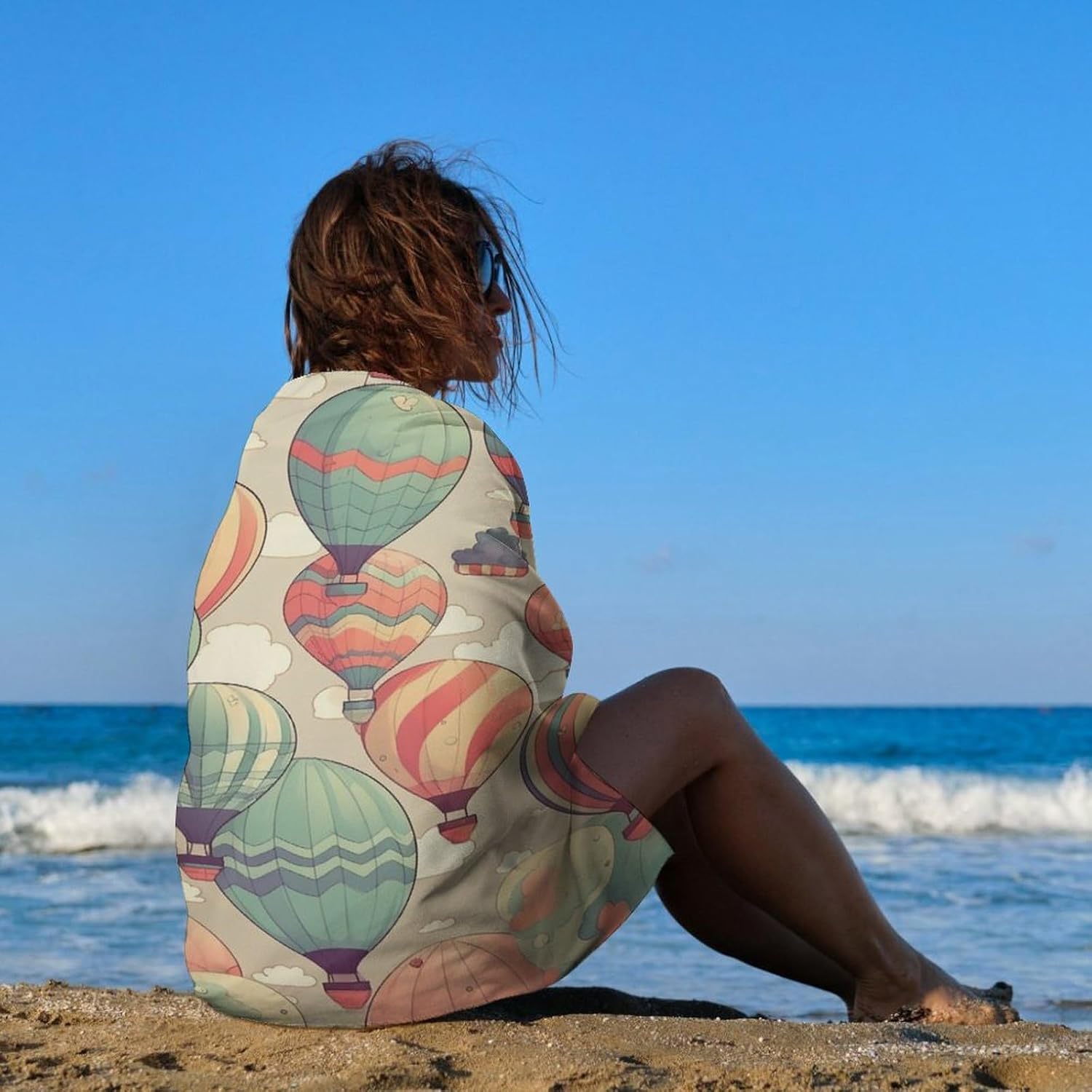 Swimming Towel, Colorful Hot Air Balloon Printed Fashion Towel,Portable Towel,Durable Towel