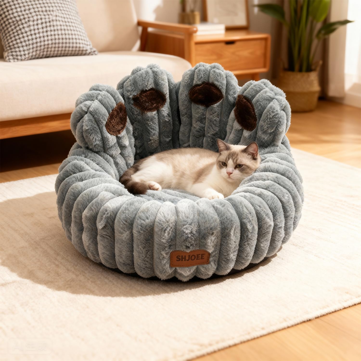 Cuccia Cane Interno Letto Morbida per Cani Lettino Gatto Lettino per Animali Domestici Cuccia per Gatti Fluffy Peluche Letto per Cani Lavabili Antiscivolo (Grigio, 50cm)