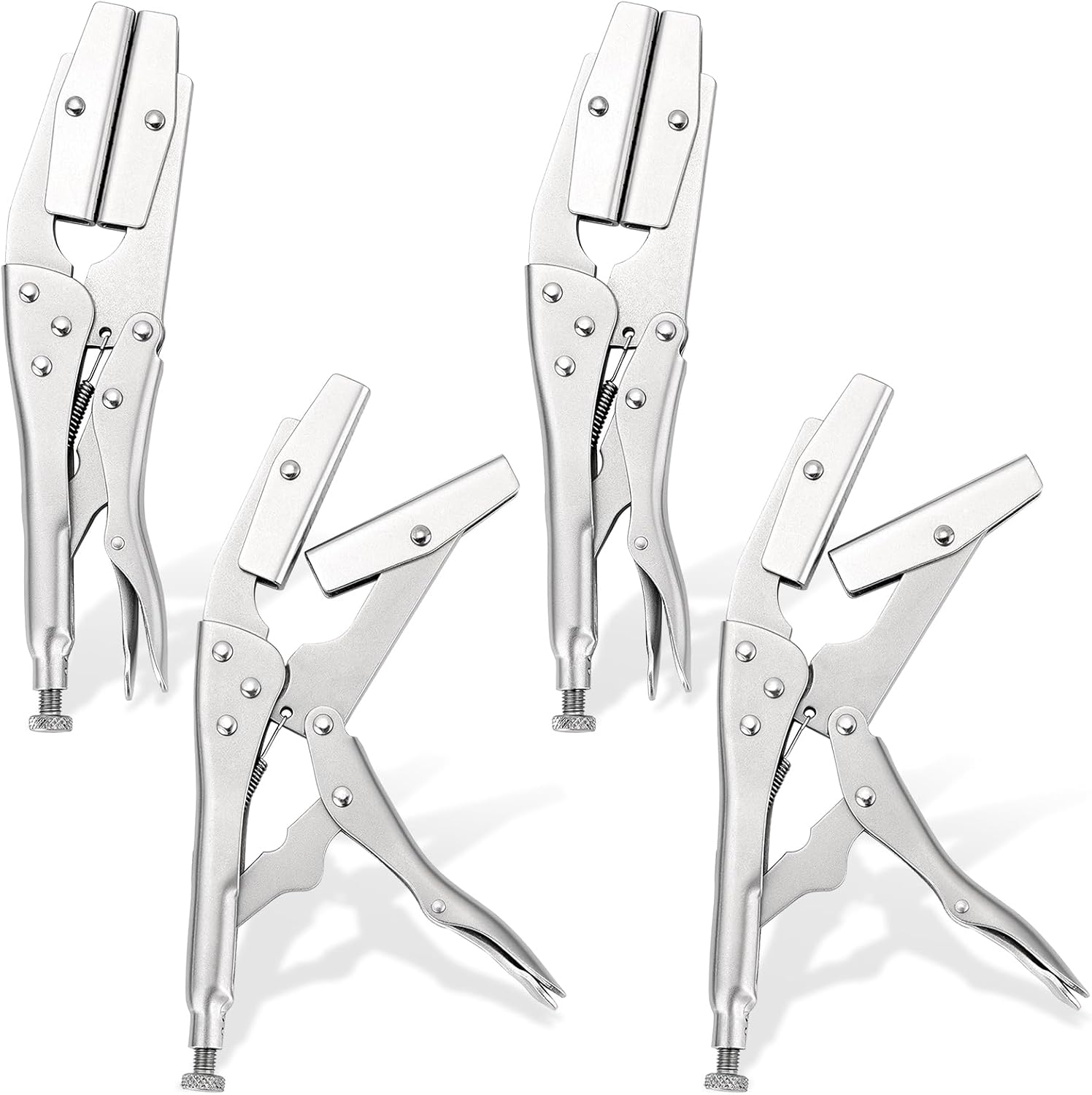 4 Pack 10-Inch Radiator Hose Clamp Pliers Set | Heavy Duty Self-Locking Hose Pinch Off Pliers for Automobile Radiator Pipe, Fuel Hose, Water and Vacuum Lines