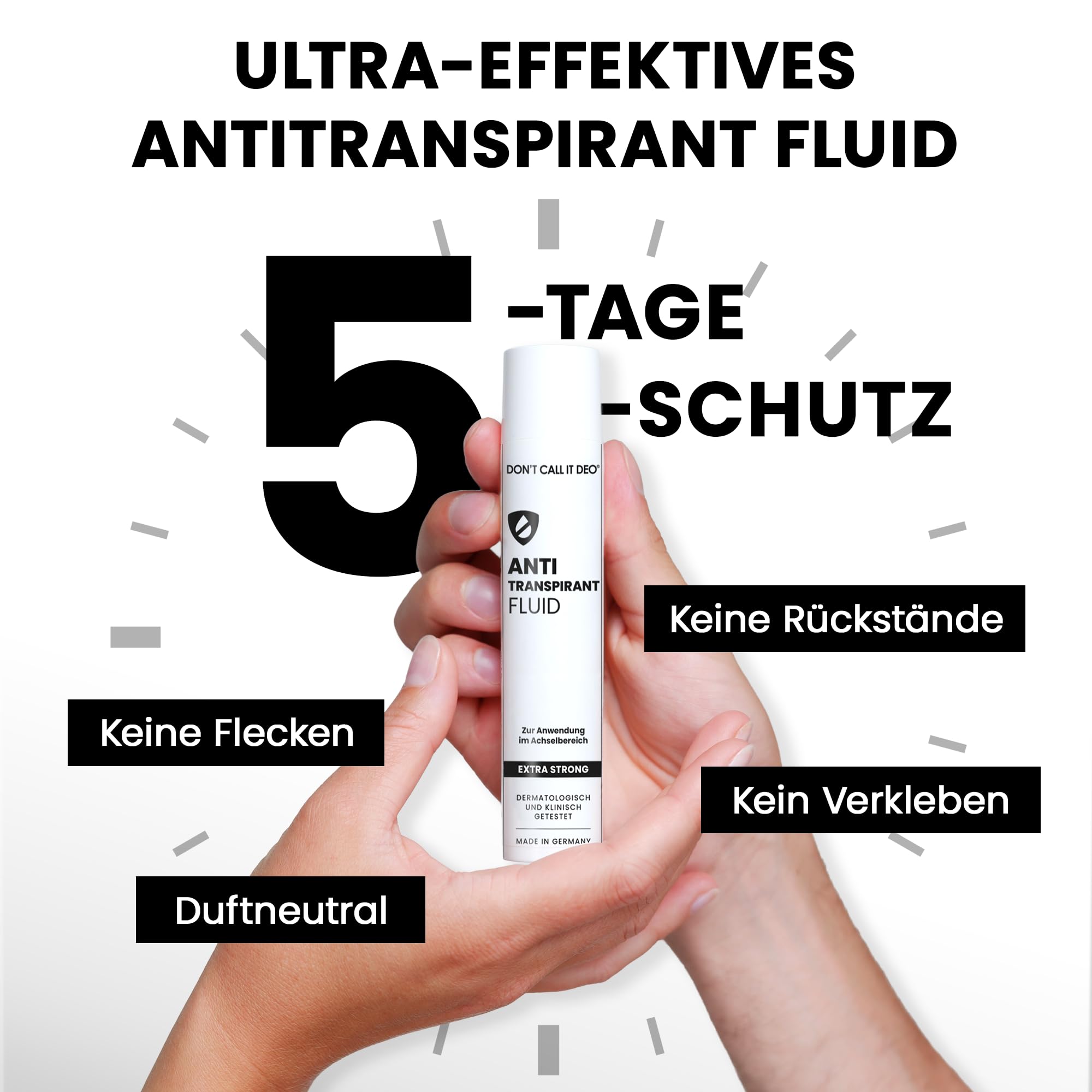 DON'T CALL IT DEO Antitranspirant Fluid 50 ml gegen starkes Schwitzen unter den Achseln – 5-Tage-Schutz gegen Schweiß und Geruch – für Damen und Herren – 1er Pack