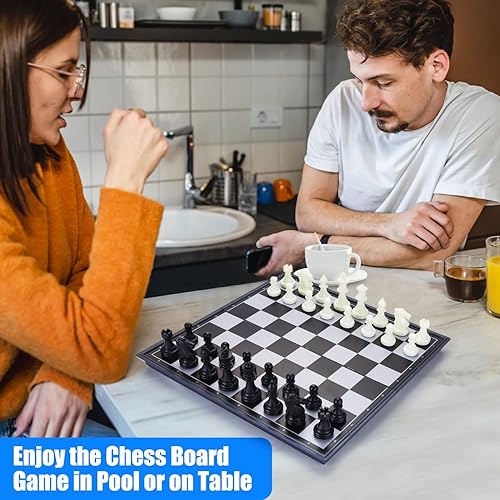 Miniatura 2 de Mesa de juego flotante para billar con naipes  Bandeja inflable para fiesta de piscina flotante con tablero de ajedrez plegable  Mesa de juego de