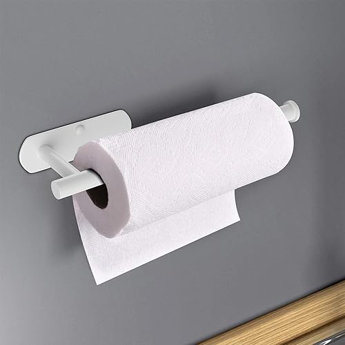 Miniatura 5 de VAEHOLD Soporte autoadhesivo para toallas de papel debajo del gabinete, soporte de rollo de papel montado en la pared para cocina, baño, pared,