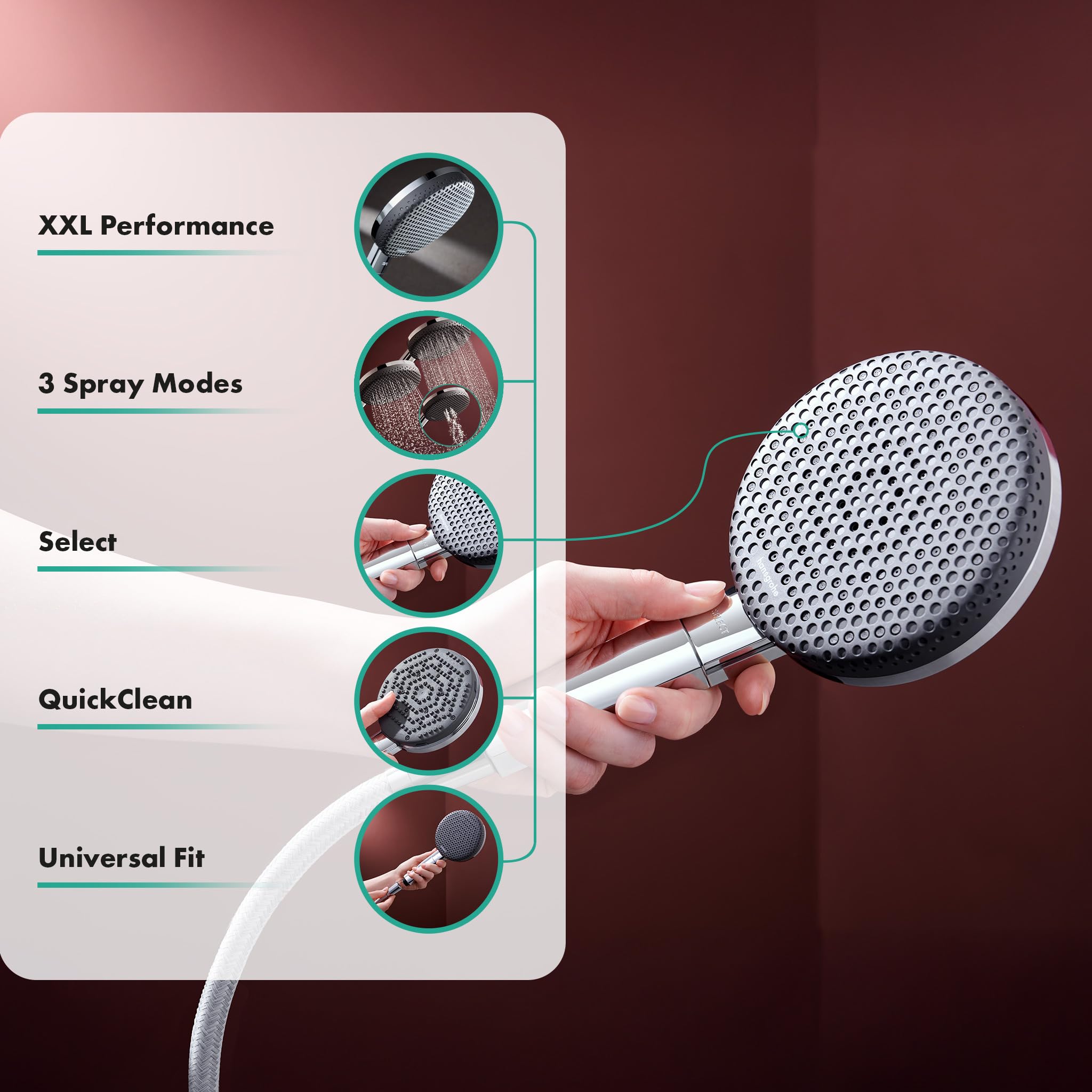 hansgrohe Raindance Alive Select S, Shower Head, Hand Shower Round (125 mm) with 3 Sprays (incl. PowderRain) - Image 2