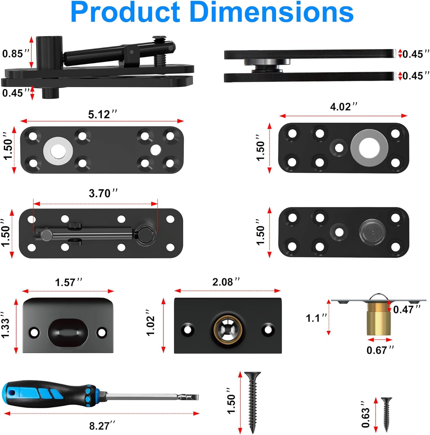 Hidden Door Hinge with Dual-Bearing Design for Silent Operation, 573 LB/260KG Heavy Duty Conceal Hinges, 360° Rotation Pivot Hinge for Secret Doors (Standard)