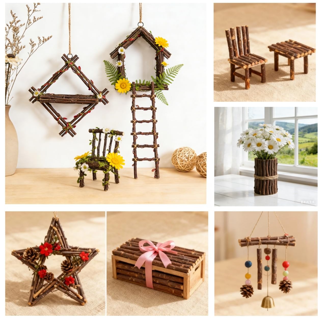 TEHAUX 40pcs Branch Twigs Wood Log Sticks For Crafts Photo Props Branch Decor IY - View #12