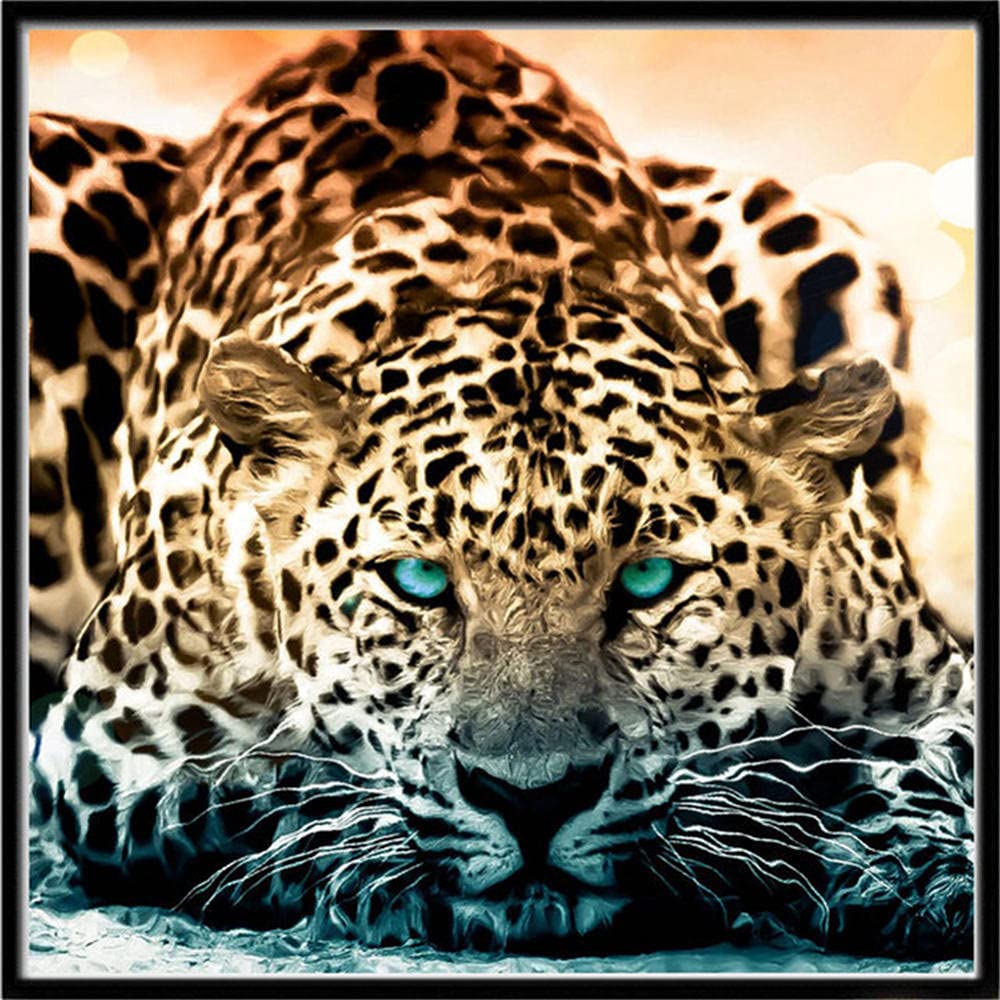 DIY 5D Diamant Peinture Point De Croix Broderie, Par Numéro Peinture Kit Bricolage Diamond Painting, Complet Strass Diamond Art Crafts, Idéal Home Décoration Murale Tête De Tigre 45x45cm