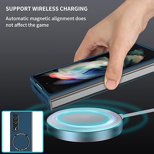 Miniatura 7 de Ephoou Funda de teléfono para Samsung Galaxy Z Fold4 compatible con MagSafe, protección de doble capa de grado militar, a prueba de golpes con funda