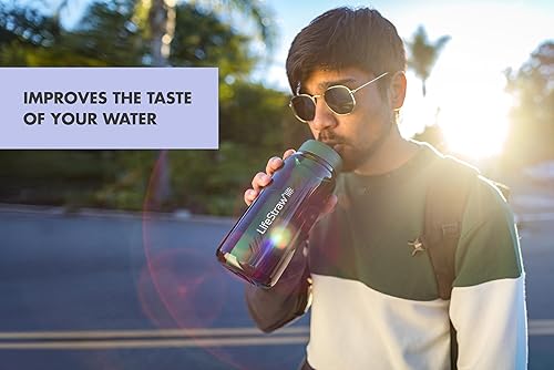 Miniatura 5 de LifeStraw Serie Go  Botella de filtro de agua sin BPA para viajes y uso diario, elimina bacterias, parásitos y microplásticos, mejora el sabor, 1L