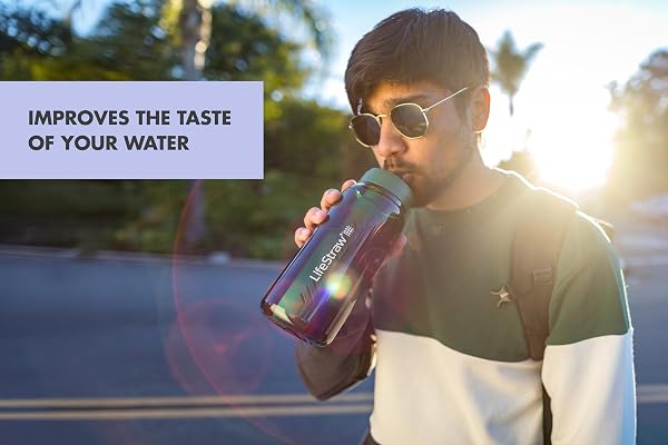 LifeStraw Go Series - Borraccia con filtro acqua senza BPA per viaggi e uso quotidiano. Rimuove batteri, parassiti e microplastiche, migliora il sapore, 1l, Aegean Sea (blu) - 5