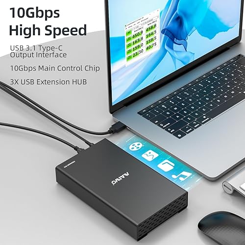 Miniatura 2 de MAIWO Caja de Carcasa Externa para Disco Duro SATA de 2.5 3.5 Pulgadas SSD HDD, USB C 3.1 GEN2 de 10Gbps Lector de Disco Duro con UASP, Capacidad de