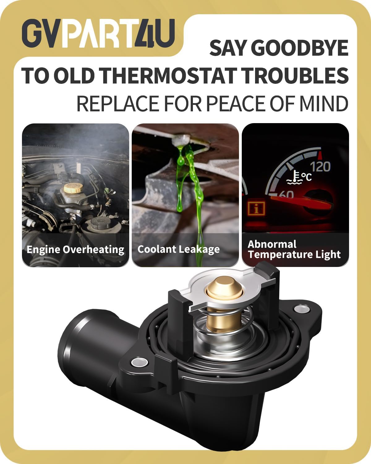 Engine Coolant Thermostat Housing Assembly - Compatible with Dodge Durango 2011-2015, Jeep Grand Cherokee 2012-2015, Wrangler 2012-2017, V6 3.6L, Replace 902-852 5184651AH