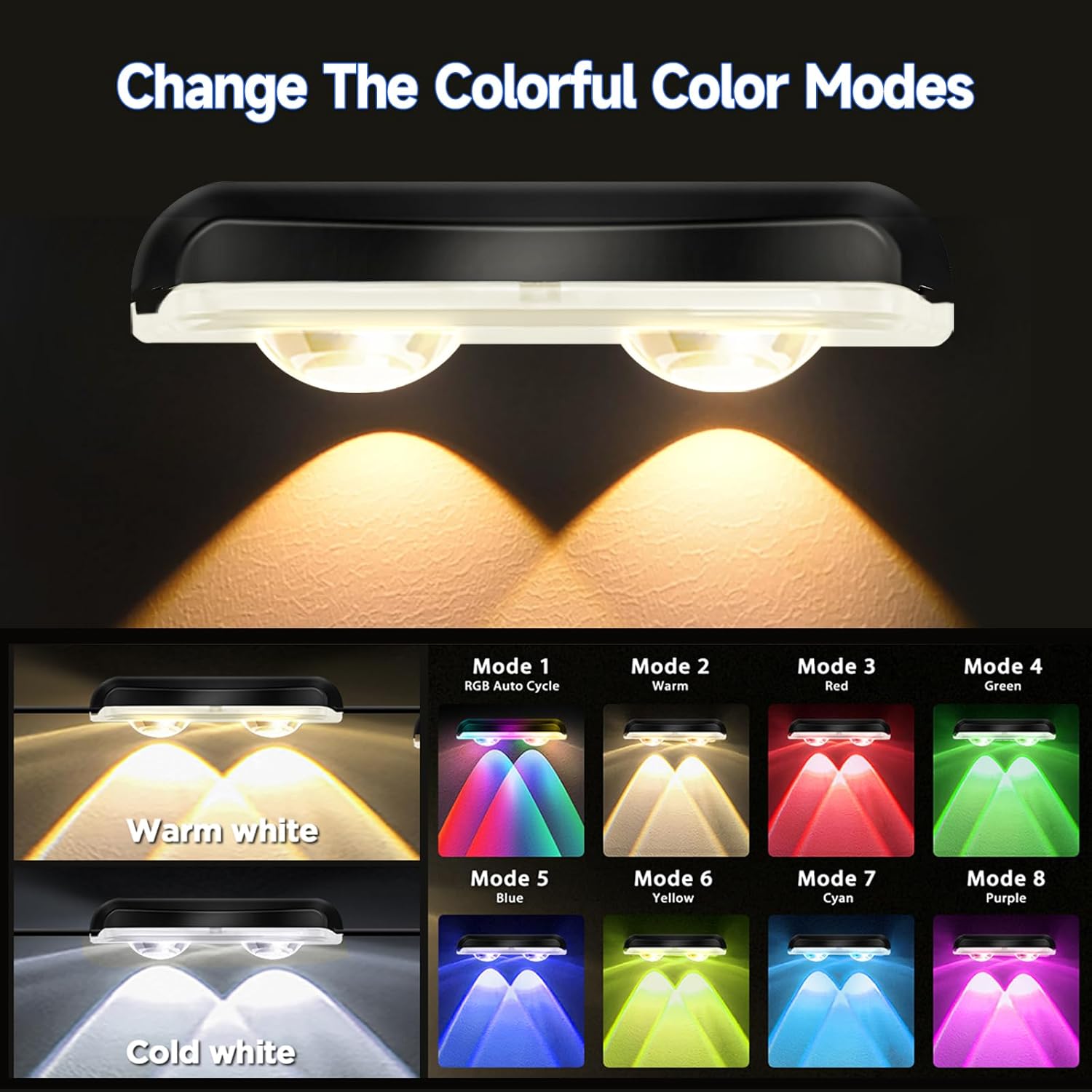 AHAWILL Outdoor Fence Lights,7 Fixed Colors & Color Changing Modes,IP67 Smart Fence Lighting with Remote Control,App Control,LED Light for Outdoor Decor,Wired 8 Packs (50ft)