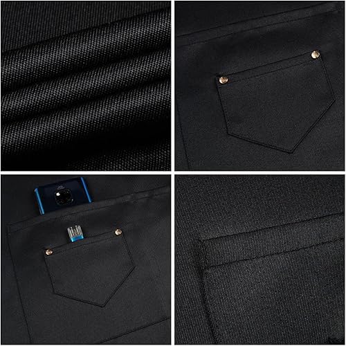 Miniatura 5 de Delantal ajustable con lazos largos para mujeres y hombres, delantal de chef grande con bolsillos, resistente al agua, aceite, cocina, hornear