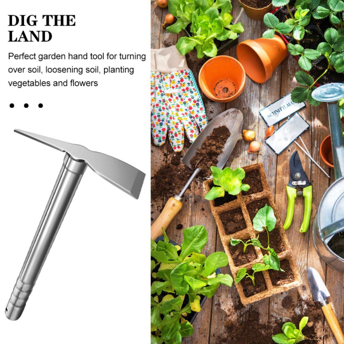 Ciieeo Attrezzo da Giardino per Scavo Efficiente in Acciaio Inossidabile Resistente Manico Ergonomico per Orto e Lavori All'aperti