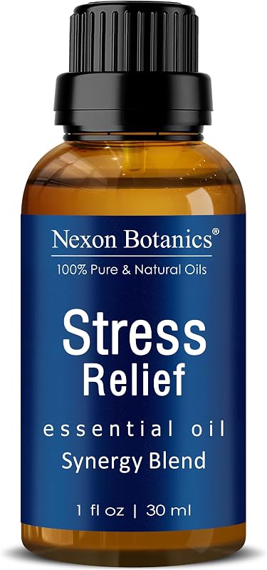 Stress Relief Essential Oil Blend 30 ml - Calming, Relaxing for Diffusers | Aromatherapy Blend with Lavender, Ylang-Ylang, Clary Sage, Frankincense and Geranium Oils - Nexon Botanics