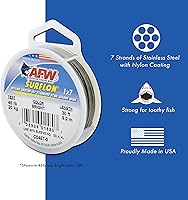 Vista 2 de Alambre de pesca americano Surflon recubierto de nailon 1x7 de acero inoxidable, línea líder de pesca para agua salada, prueba de 10 libras - prueba