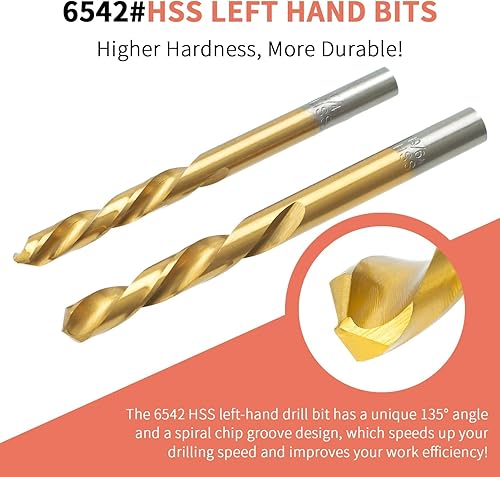 Miniatura 4 de Juego de extractor de tornillos, 37 # Cr-Mo y 6542 HSS acero cobalto broca zurda, removedor de pernos rotos fácil de sacar, descartado, redondeado,