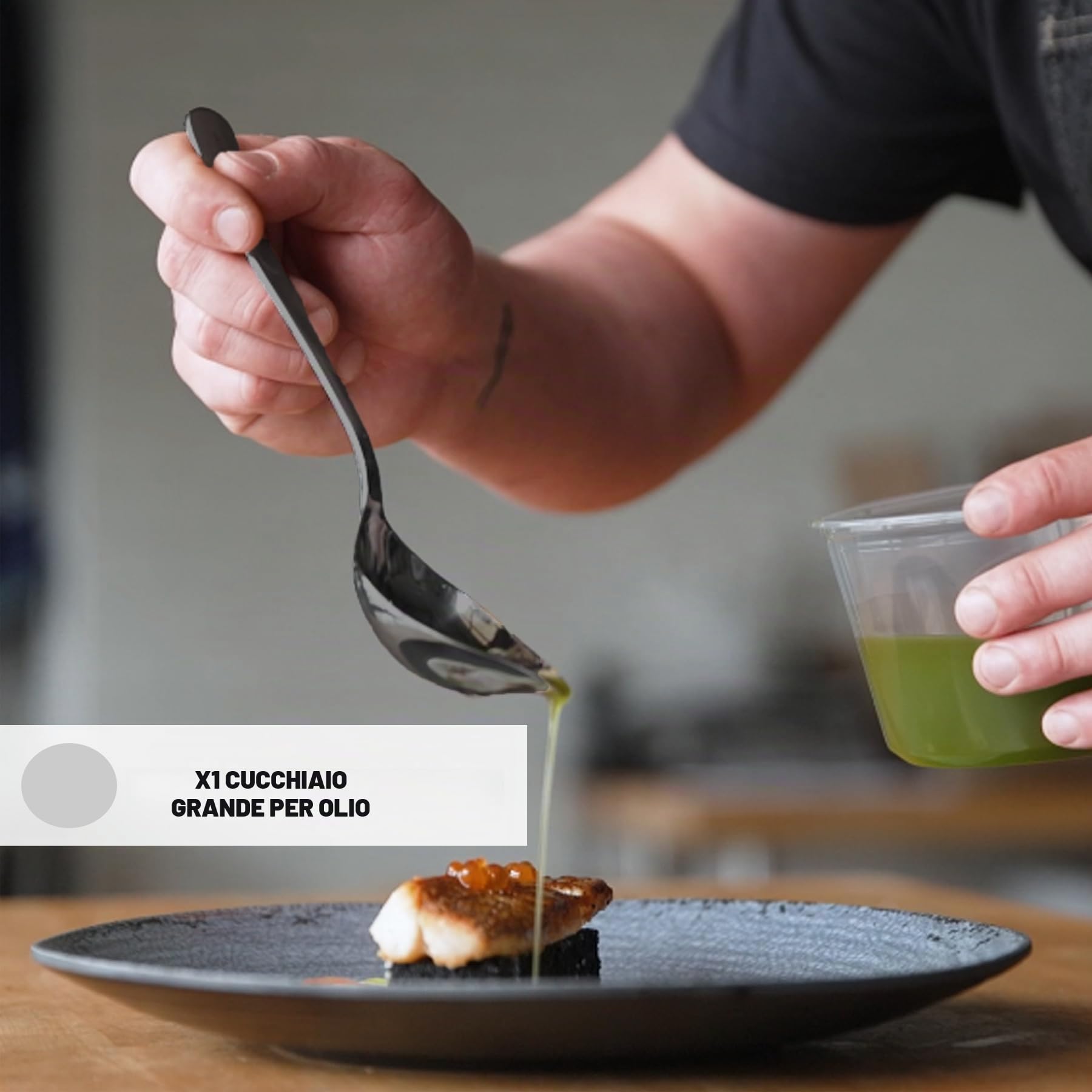 Set di 11 utensili da cucina in acciaio INOX, kit di utensili da chef, utensili da cucina professionali, nero, arte culinaria modernista