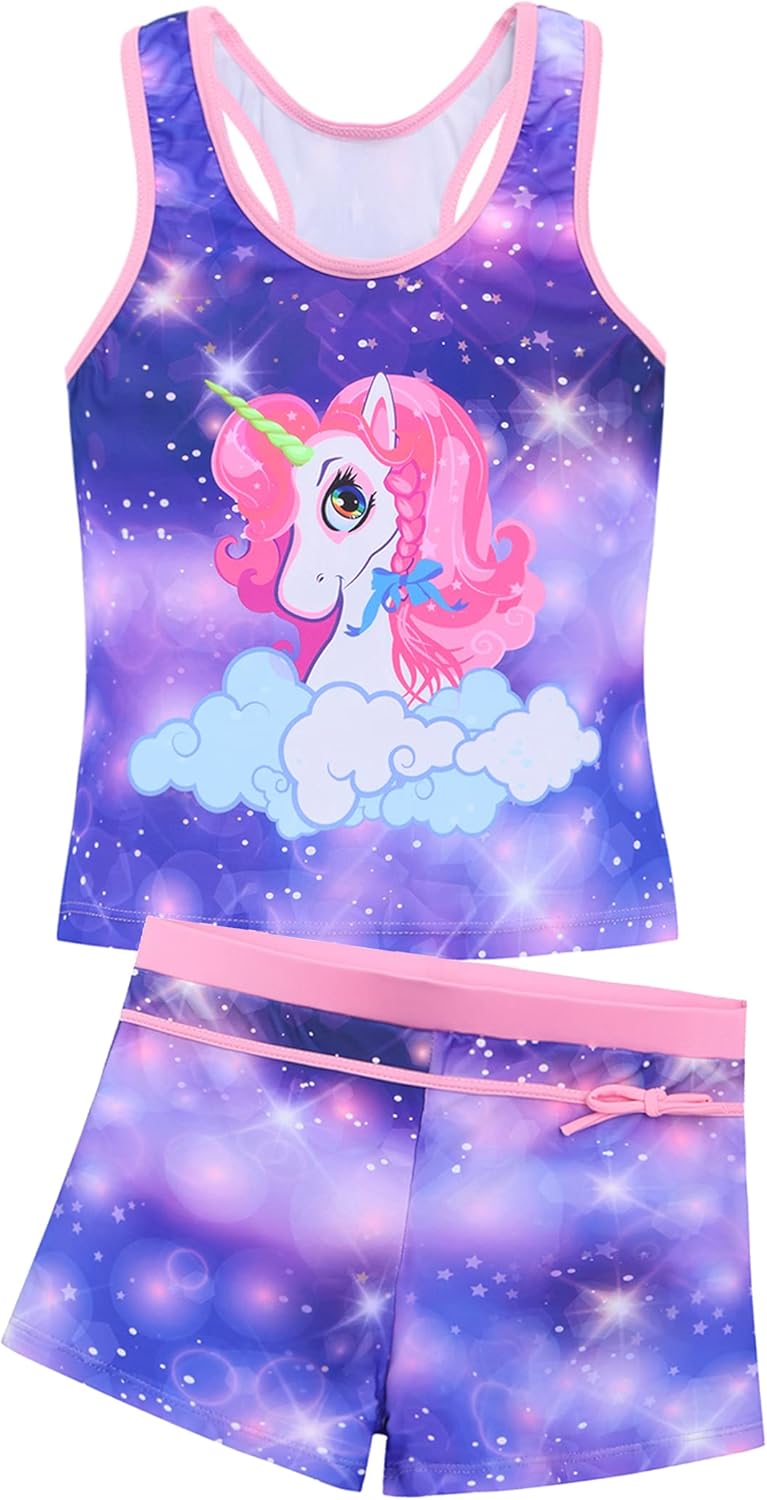 Miniatura 2 de Akokvlar Traje de baño de dos piezas para niñas, tankini con pantalón corto